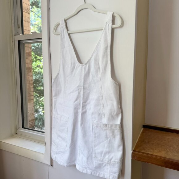 New Free People High Roller Skirtall Denim Mini Dress Jean White Small - Picture 6 of 9